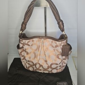 Vintage Coach Parker Op Art Signature C Boho Shoulder Bag in Rose Gold CopperY2K